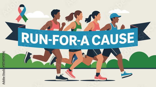 Group running for charity Vector