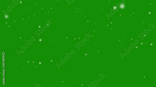 Loop snow animation and motion graphics big and small snowflakes and falling snow with green background, snow, star