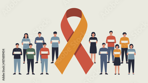 Community supporting awareness ribbon Vector