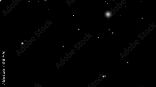 Loop snow animation and motion graphics big and small snowflakes and falling snow with black background, snow, star