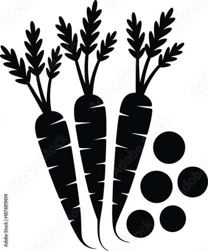 Illustration of carrots and radishes on white background