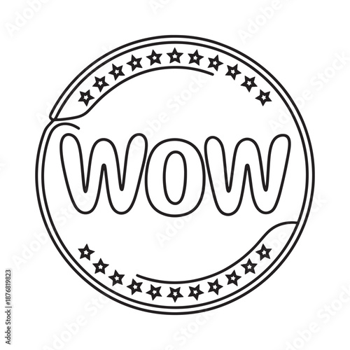 a black and white drawing of a wow logo