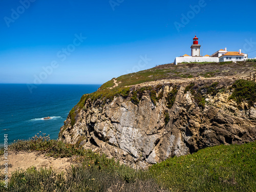 lighthouse on the coast, Cabo da Roca in continental Portugal