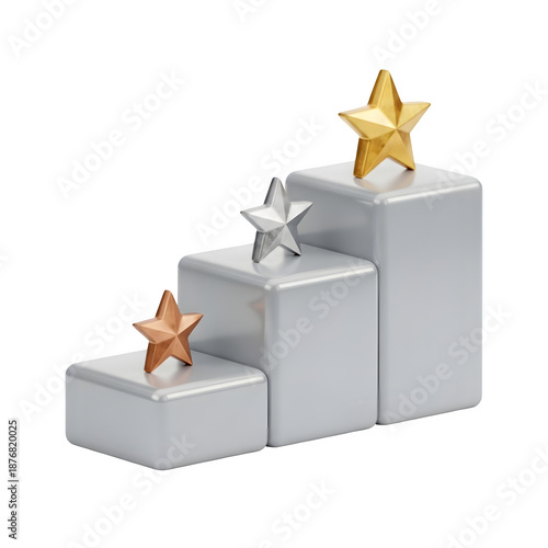 Stars on white podium for ranking and awards