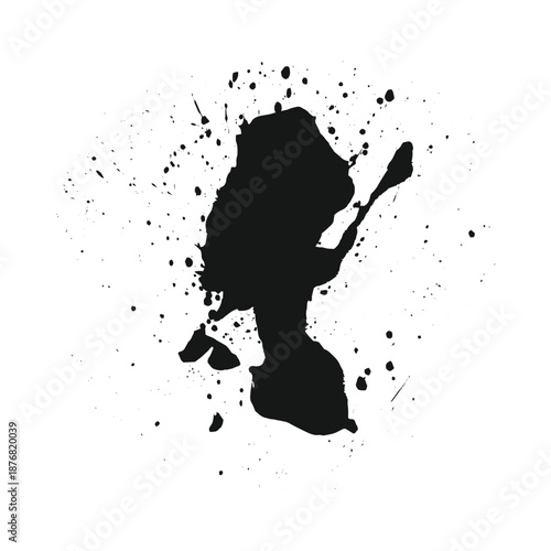 Organic black paint blot with messy liquid texture for grunge backdrops.