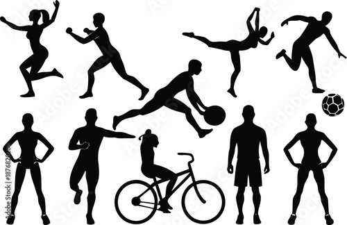 Sports silhouettes collection isolated on transparent background, Vector, illustration