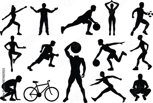 Sports silhouettes collection isolated on transparent background, Vector, illustration