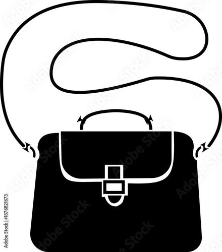 Women handbag icon with purse bag tote clutch shoulder styles in flat and line design, fashion accessory outline illustration for shopping retail UI branding