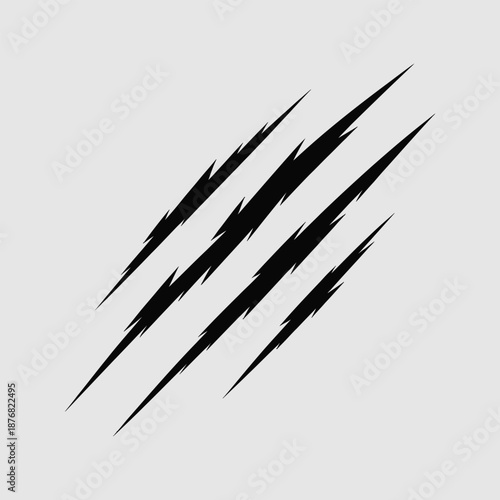 four black claw marks on a white background