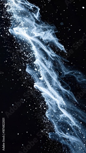 Wallpaper Mural Dramatic Blue Smoke Plume with White Specks on Dark Background Torontodigital.ca