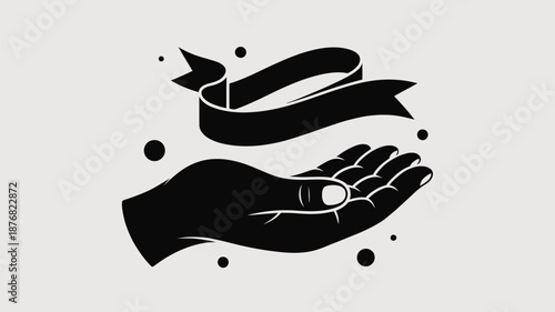 Hand holding ribbon Vector