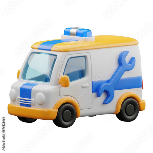 3d repair van icon isolated on transparent background