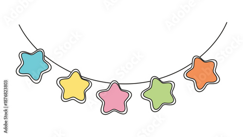 Festive Star Garland: A cheerful star garland adorns, creating a whimsical scene with its vibrant colors and playful arrangement. A symbol of celebration. 