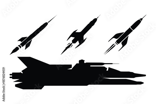 Futuristic Spaceship and Rocket Silhouettes for Science Fiction