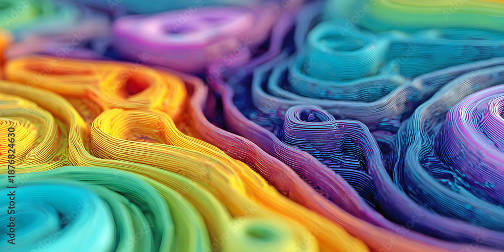 Naklejka premium Chromatic Terrain: Waves of Wonder, ai generated.