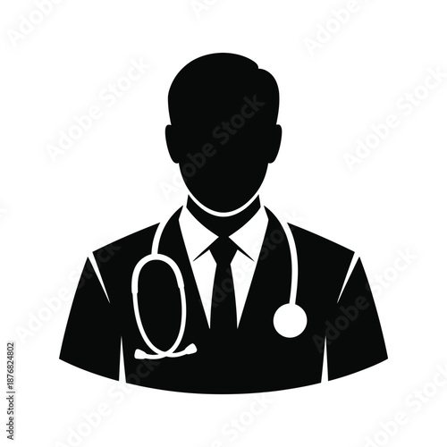 a black silhouette of a doctor with a stethoscope