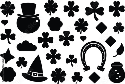 Lucky charms silhouettes isolated on transparent background, Vector, illustration