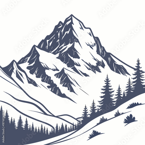 Majestic snow-capped mountain range