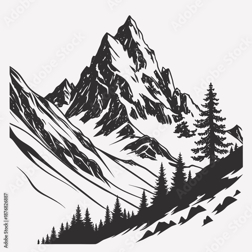 Majestic snow-capped mountain range