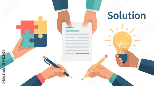 Teamwork and collaboration finding creative solutions