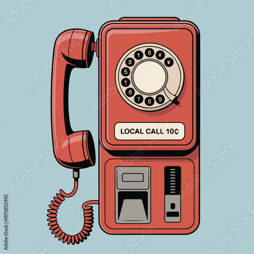 Vintage black rotary dial telephone vector illustration representing classic antique communication technology with a retro cable receiver for old-fashioned contact