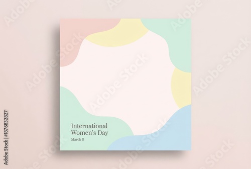 Abstract design with soft pastel colors and a central white shape on a square canvas for artistic expression