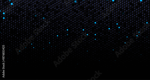 Dark blue 3D hexagonal seamless pattern. Hexagon background for science technology, medical innovation, sport advertising, material surface, digital product. Abstract hexagon texture. Vector backdrop