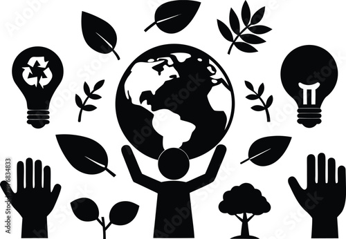 Earth sustainability concept isolated on transparent background, Vector, illustration