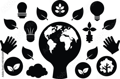 Sustainability and innovation isolated on transparent background, Vector, illustration