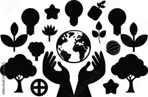 Earth sustainability concept isolated on transparent background, Vector, illustration