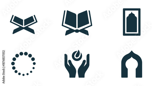 Islamic Icons and Symbols: Collection of elegant and evocative icons, representing a tapestry of Islamic faith, traditions, and practices. Embrace the artistry and deep spiritual meaning.