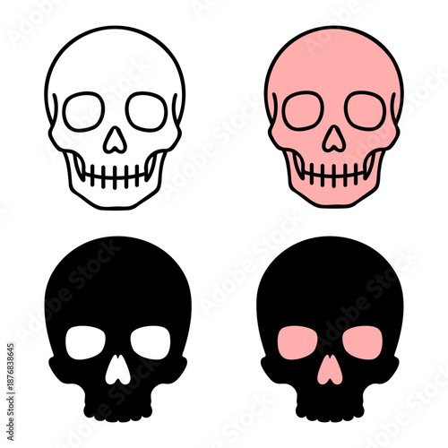 Minimalist Skull Vector Icons - Line and Silhouette Style