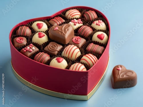 Delightful assortment of chocolates in a heart-shaped box