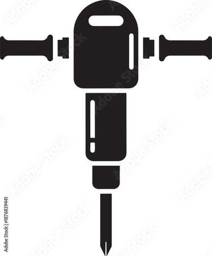 Silhouette of jackhammer icon on white background