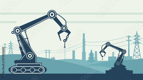 Fully autonomous industrial process with no human workers, featuring robotic arms and AI-driven automation for manufacturing efficiency.