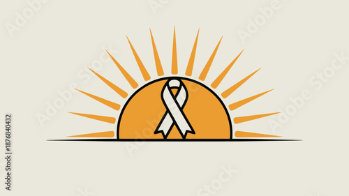 Sunrise with awareness ribbon Vector
