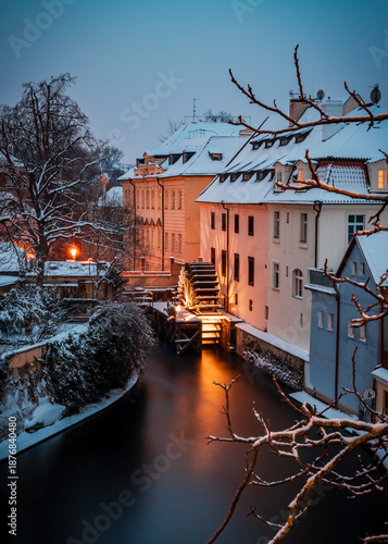 city, architecture, church, czech, night, view, sunset, europe, travel, skyline, cityscape, snow, building, prague, landmark, sky, landscape, tower, winter, cathedral, old, castle, charles, tourism