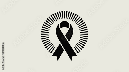 Black ribbon with radiant background Vector