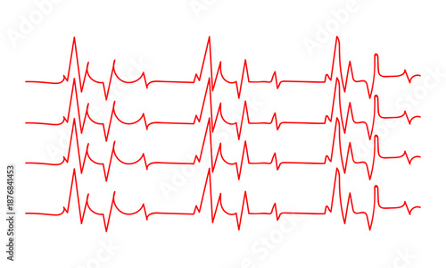 Heart rate monitor line vector isolated on transparent background. Heart rate pulse rhythm line illustration.