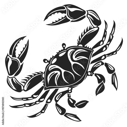 Laser-cut–ready crab silhouette vector with smooth closed paths. Perfect for CNC cutting, wood engraving, vinyl decals, metal art, and craft projects.