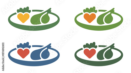 Colorful vegetable hearts in bowls Vector