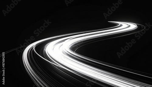 Streaks of White Light Against a Dark Background in Time Exposure