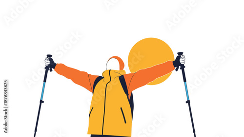 Achieving Summit Success Hiker Celebrating Reaching the Top of the Mountain