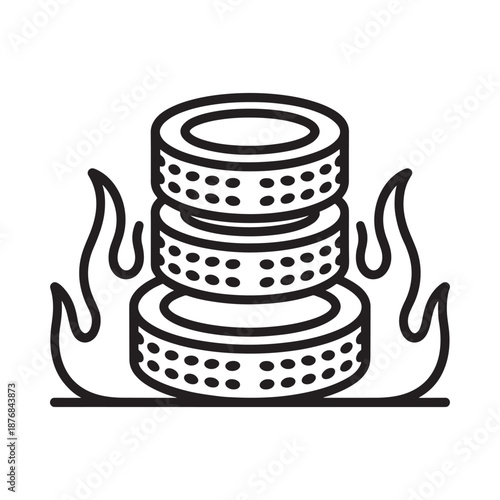 Burning stack of coins illustration with flames depicting financial risk or loss