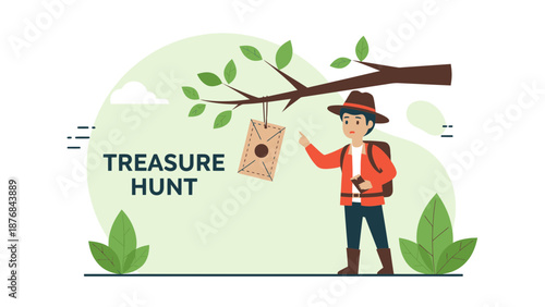 Adventurer Discovers Treasure Map Hanging From Tree During An Outdoor Expedition