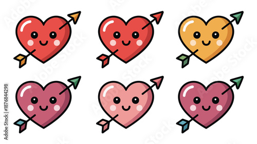 Six hearts with arrows Vector