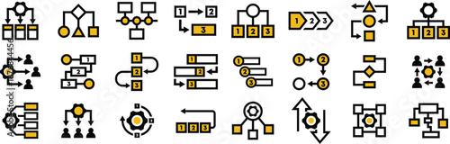 Flowchart Diagram Group Icon Pack Designed for Websites, Apps, UI UX Projects