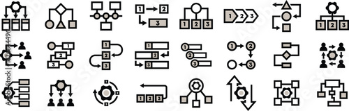 Flowchart Diagram Large Icon Pack Designed for Websites, Apps, UI UX Projects