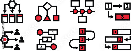 Workflow, sequence, diagram, process Icon Pack Designed for Websites, Apps, UI UX Projects