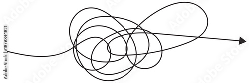 Abstract Doodle Scribble Vector – Messy Tangle Chaos Lines Transforming Into Clear Path, Problem 
Solving and Thinking Process Concept